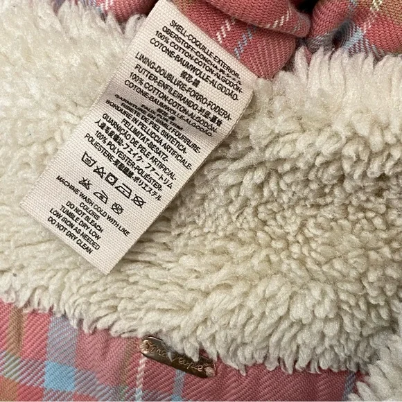 SOLD!!! Free People Denim Plaid Flannel Lined Jacket with Sherpa Collar Fan Fav - Picture 6 of 7